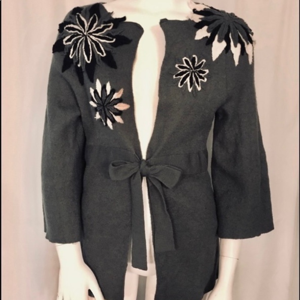 *SOLD* BEAUTIFUL HEATHER B 100% WOOL KIMONO CARDIGAN SWEATER